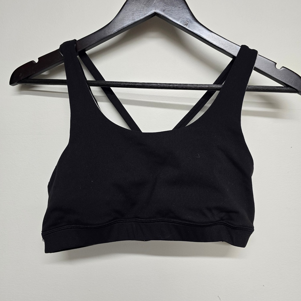 Lululemon Energy Bra Women 6 Black Strappy Cross Back Athleisure Yoga